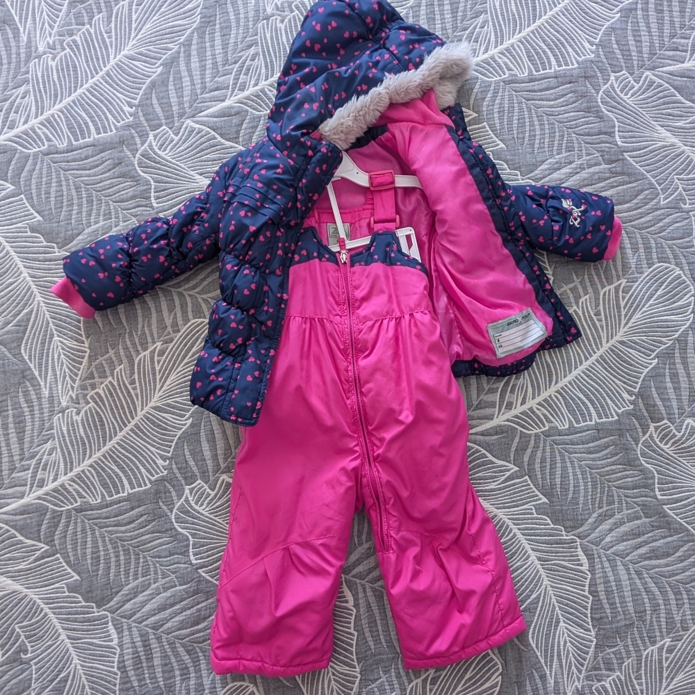 ZeroXposur Pink and Navy Heart Snowsuit